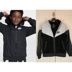 Nike BOYS Zip Fleece Black & Gray Zip Hoodie Sz Large